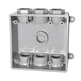 YXX-TECH Two Gang Electrical Box, Suitable 1/2-Inch or 3/4-Inch Electrical Conduit Weatherproof Outdoor Switch Outlet Box, UL Listed，Plastic Junction Box Outlet