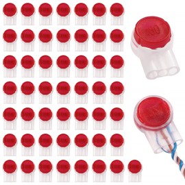 Lyeteung 50 pieces UR2 cable connector, UR2 splicing connector, buttons telephone cable connector, 3-way gel telephone cable connector, single wire connector, for cable data wire connections, red