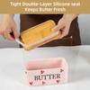 YumiPLUS Pink Ceramic Butter Dish with Bamboo Lid and Knife,