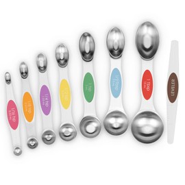 Aovchei Magnetic Measuring Spoons Set, Dual Sided, Stainless Steel, Fits in Spice Jars, MultiColor,Set of 8
