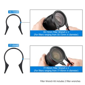 JJC FW-5595 Camera Lens Filter Wrench 55-72mm 77-95mm (Pack of 2)