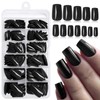 LoveOurHome 240pc Black Square Press on Nails Medium Fake Nails