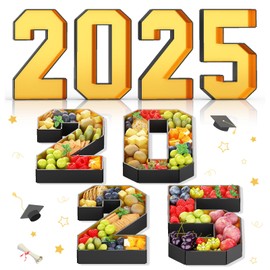2025 Numbers for Charcuterie 13.8'' Fillable Cardboard Number Black Gold 2025 Shaped Board Trays for Graduation Decorations Party Supplies Food Candy Paper Mache Cupcake Pans Cookies Box Container