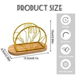 Aipeeo 2 Stück Serviettenhalter,Servietten aus Metall und Holz,Serviettenständer,Serviettenspender Stehender,Tischtuchspender,Servietten-Rahmen für Haus,Party,Restaurant,Hotel,Café, Bar(Schwarz,Gold)