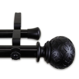Rod Desyne 1" Odelia Double Curtain Rod, 120-170", Black