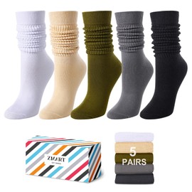 Zmart Colorful Slouch Socks For Women Girls, Scrunch Socks Women, Cotton Long High Tube Socks Black