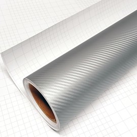 DIYAH 3D Silver Carbon Fiber Film Twill Weave Vinyl Sheet Roll Wrap DIY Decals (72" X 60" / 6FT X 5FT)