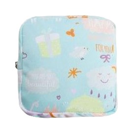 Plus Nao Makeup Pouch, Sanitary Pouch, Small Item, Women's, Multi-Pouch, Compact, Storage, Mini Pouch, Cosmetic Pouch, Green x Birds