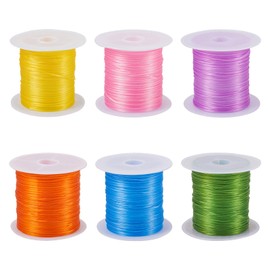 Pandahall 6 Rolls Coloful Elastic Crystal String Beading Cord 0.7mm Flat Strong Stretch Line Thread String for Necklace Bracelet Jewelry Making