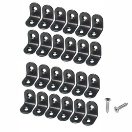24Pcs L Brackets Corner Bracket Sets, 90 Degree Right Angle Bracket, Metal 20 * 20mm Corner Brace for Securing Wooden Frames Tables Chairs Bed Furniture and Other DIY Structural(Black)