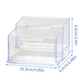 Pack of 2 Acrylic Business Card Holders, Transparent Business Card Stand with 2 Compartments, Business Card Organiser, Large Capacity for Home and Office, Business Card Holder, Portrait Format for 140