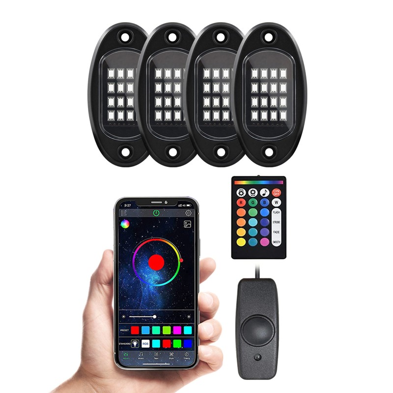 LED Rock Lights 4pcs Multicolor LED Lights Waterproof with APP