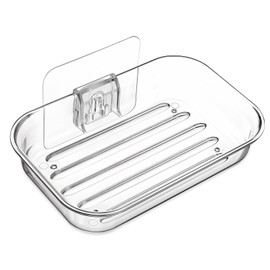 1PCS Soap Dish for Shower Wall, Shower Soap Holder Self Draining, No Drilling Soaps Holder for Bathroom Storage and Kitchen Sink Organizer, Keep Soaps Dry Space Saving