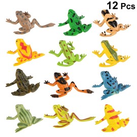 STOBOK 12 Pieces Frog Figures Mini Rubber Frog Sets Miniature Frog Toy Fun Rainforest Character Animal Model for Toddlers Children