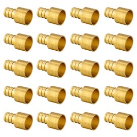 20-Pack EFIELD Pex Barb Crimp Brass Fittings 3/4" x 3/4" Female Sweat Copper Adapter (Over the Copper Tube), ASTM F1807