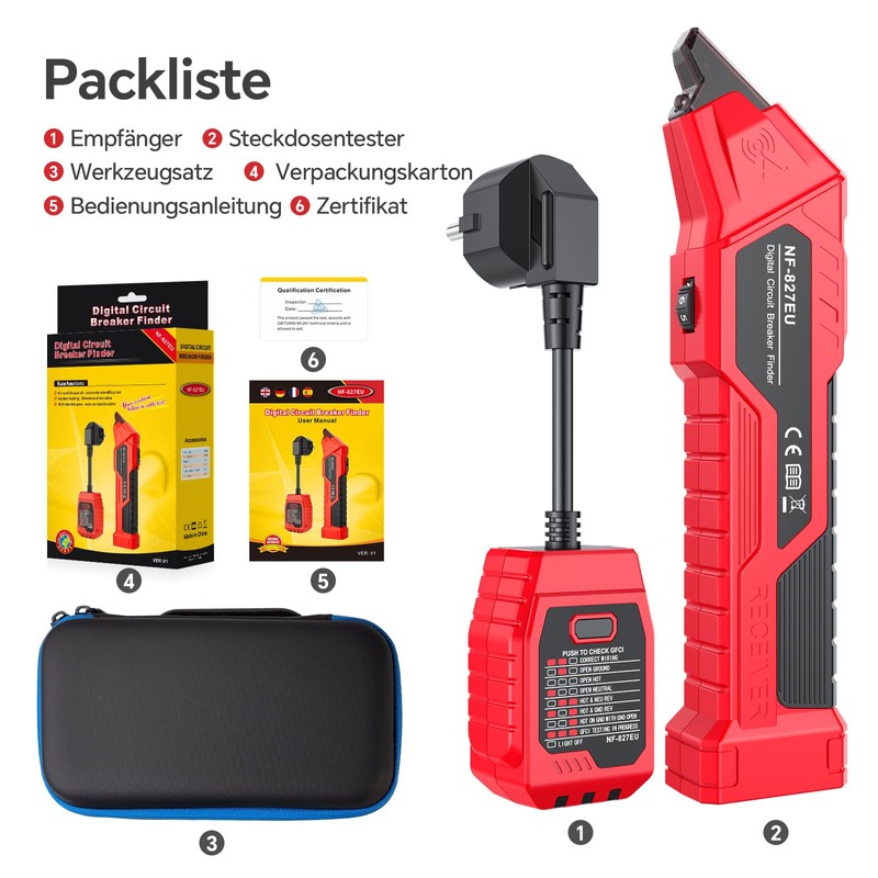 NOYAFA NF-827EU Socket Tester, Fuse Finder with RCD Test and
