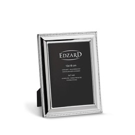 EDZARD Perla Picture Frame for Photo 13 x 18 cm Elegant Silver-Plated Tarnish-Resistant with Velvet Backing Includes 2 Hangers Photo Frame for Standing and Hanging