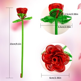 6Pcs Artificial Metal Roses Bouquet,Waterproof Aluminum Frame Fake Flowers for Outdoor Garden Grave Decor, Funeral Memorial, Mother's Day Valentine's Day Gifts