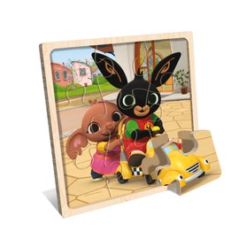 Lisciani Bing Wooden Puzzle for Children from 1 Year - 9 Wooden Pieces - Easy to Assemble Puzzle - Very Large Pieces - Baby Toy Develops Fine Motor Skills - From 12 Months