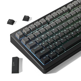 Womier Shine Through PBT Keycaps 60 75 100 Percent Cherry Profile, Custom Key Cap Doubleshot Keycaps Set, Universal Compatiability for Cherry Gateron MX Switches Keyboard, Gradient Gray