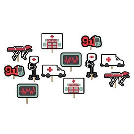 12 EMT Doctor Party Cupcake Toppers Food Picks