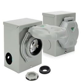 2 PCS Pre-Drilling 50 Amp Generator Inlet Box, NEMA SS2-50P,125/250 Volt, 12500 Watts Outdoor Waterproof 50a Power Inlet Box with Light Indicator for Outdoor Use,ETL Listed