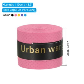 PATIKIL 43.3" Tennis Racket Grip Tape, 30 Pack PU Overgrip Round Groove Non-Slip Absorb Sweat for Badminton Fishing Rod, 5 Colors