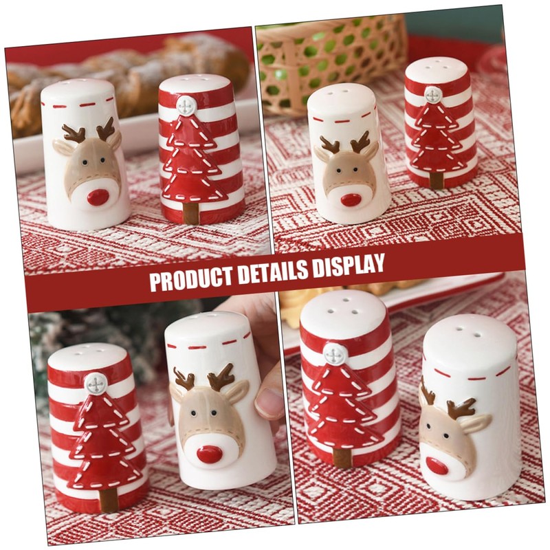BIUDECO Cartoon Style Christmas Salt Pepper Ceramic Spice Jars Kitchen