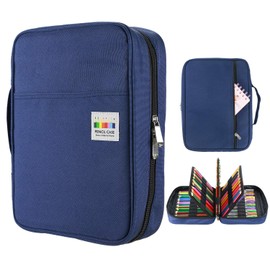 YOUSHARES 220 Slots Colored Pencil Case, 145 Slots Gel Pens fo Coloring Case Organizer, Handy Multilayer Color Pencil Holder for Glitter Gel Pens, Refills, Colored Pencils (Blue)