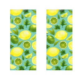 Nidico Dish Drying Kitchen Towels, Decorative Absorbent Polyester Microfiber Towel Set of 2, 15 x 25 inches (Lemon Lime Towel Set)