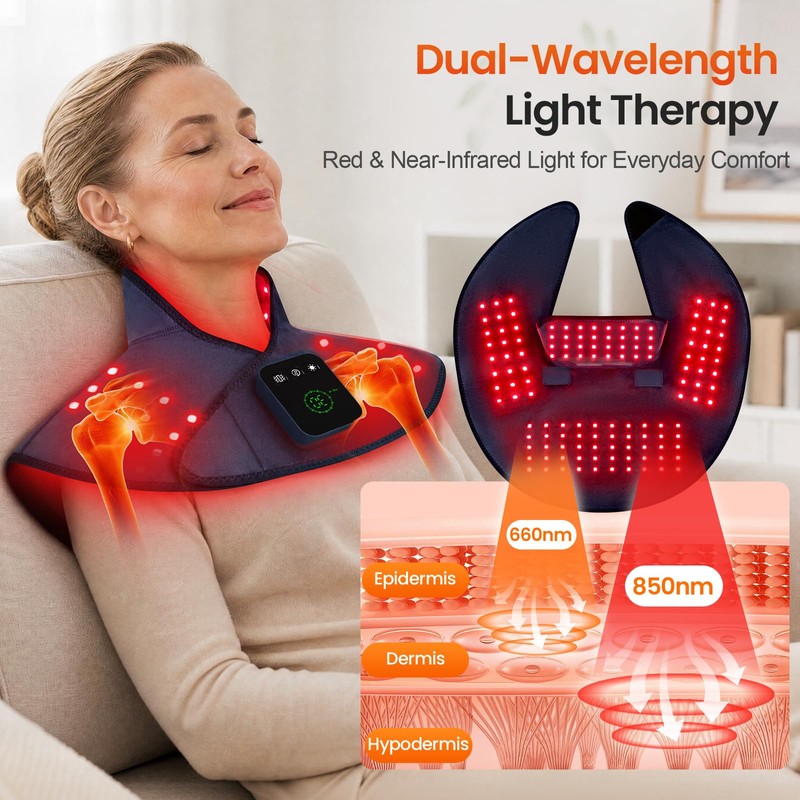 Red Light Therapy for Neck Shoulder, 122 LED 660nm&850nm Infrared
