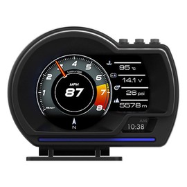 KIMISS Car HUD Head Up Display, Pantalla de 3 Pulgadas OBD2 + GPS Smart Gauge Car HUD Velocímetro Turbo RPM Alarma para Automóvil Camión