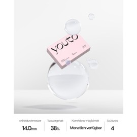 youto Monthly Lenses Soft, Pack of 4, UV Protection and High Wearing Feel, BC 8.5 mm, DIA 14.0 mm