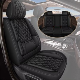 IKABEVEM Seat Covers Fit for Nissan Maxima 2011-2023: Full Set Breathable Leather Car Seat Covers - Automotive Interior Seat Cushion Protector (2 Rows 5 Seats, Black)