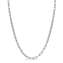 LeCalla Rhodium Plated 925 Sterling Silver Italian 3.5 MM PaperClip Link Chain Necklace for Women 24 Inches