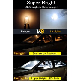 194 led bulb white super bright 6000K White t10 led bulbs W5W T10 168 led bulbs 15-SMD 4014 Chipsets LED Replacement Bulbs Error Free for Car Dome Map Door Courtesy License Plate Lights Pack of 20