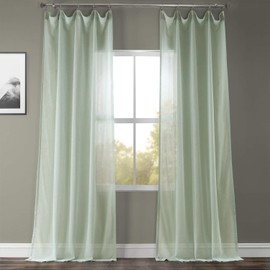 HPD Half Price Drapes SHCH-SS07164-108 Cortina Transparente de Lino Liso (1 Panel), 50 x 108, Rio Sky