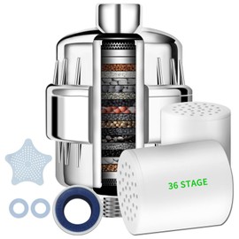 Auxbales 36 Stufen Vitamin C Duschfilter fr hartes Wasser C Duschkopffilter mit austauschbarer Kartusche zum Entfernen von Chlor und Schwermetallen