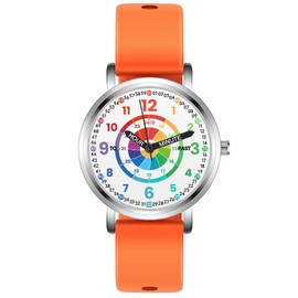 Kchss Childrens Watches, Kids Learning Watch, Dart-Board Children's Toddler Learning Time and Easy to Read Time, Analog Watch for Boys and Girls Ages 3~11 Orange