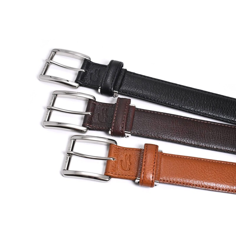 Lacoste LB84560 Men's Cow Leather Business Belt, dark brown