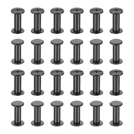 PATIKIL 24 Sets Chicago Screws, 15mm l Chicago Screws Phillips Binding Post Screw Bolts Leather Rivets Fasteners Connectors for Leather Belt Scrapbook Photo Albums, Black