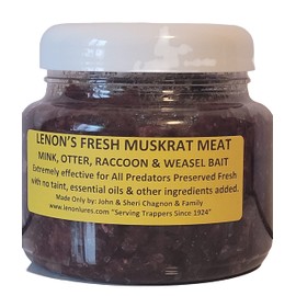 Lenon's Fresh Muskrat Meat Bait for Weasel, Mink, Otter and Raccoon (22 oz Jar)