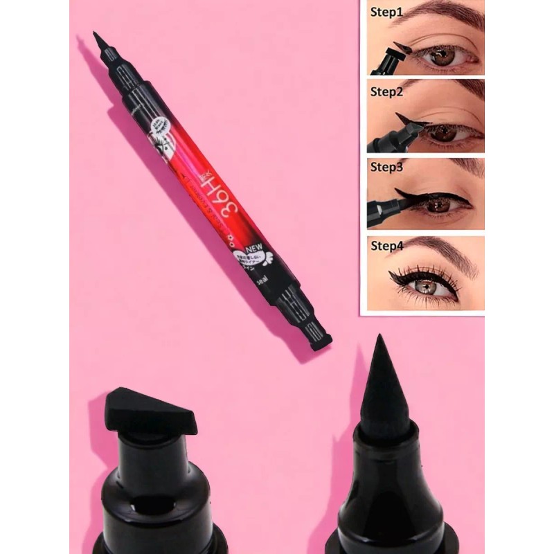 36H 1 Pieza Delineador 2 En 1 Sello Figuras Negro