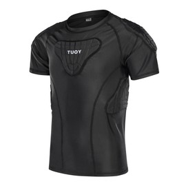 Dialudon Youth Boys Football Rib Protector Padded Compression for Football Baseball Basketball Chest Protector Shirt Black Size M