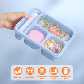 TOUWMX TOUWMX 4 Pack Snack Containers, 36OZ Bento Box for Kids Lunchable Container with Utensils & Dressing Container, 4 Compartments Meal Prep Bento Box Lunch Containers Snackle Box Container