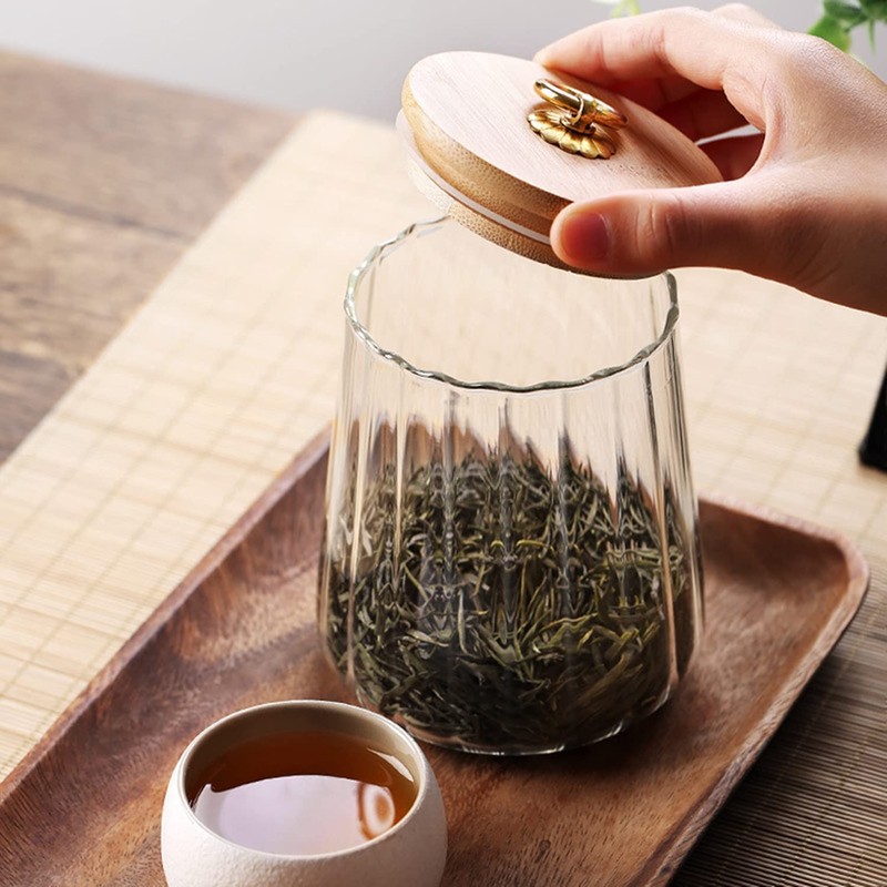 ANSQU Glass Jars Coffee Nuts Canister Airtight Storage Jar Petal