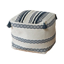 MOCOFO Unstuffed Tufted Ottoman Tassel Square Pouf Cover - Washable Ottoman Foot Stool for Living Room Home Decor