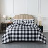 Caressma Buffalo Plaid Comforter Set Queen, Black White Buffalo Plaid