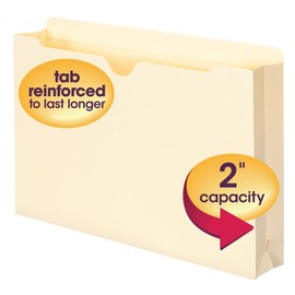 Smead File Jacket, Reinforced Straight-Cut Tab, 2" Expansion, Legal Size, Manila, 20 per Box (76562)