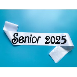 Conggluuo Senior 2025 sash,senior sashes class of 2025 senior sash White sash with Black Glitter graduation sash for Graduation Party Supplies 8 Pack senior sashes White Black 8pcs